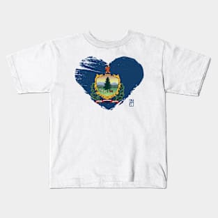 U.S. State - I Love Vermont - Vermont Flag Kids T-Shirt